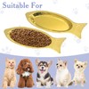 Apatal 2 Pcs Stainless Steel Shallow Cat Bowls,Fish Shaped Metal