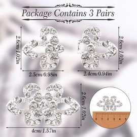 WANDIC Cloak Clasp Fasteners, 3 Pair 4.5 * 2.6 CM Cape Clips with Rhinestone Vintage Snap Sweater Buttons for Clothing Sweater Shawl
