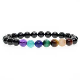 COAI Unisex Yoga Bracelet 7 Chakra and Schorl, Stone, Tourmaline
