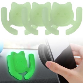 HOMEFOX Multi-Surface Holder Car Mount Glow in The Dark 3 Pack Compatible for Popsocket Holder Grips Hand-Free Device Support Accessories Home Office Desk Wall Mount Cute Cat with Adhesive Sticky Pad