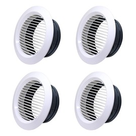 Generic LGMB Plastic Round, 4 Pieces 75 mm, Ventilation Grille, End Grille, Exhaust Air Supply Air for Ventilation of Living and Business Premises, Kitchen, Bathroom, Garages (White), Acrylic, Beige