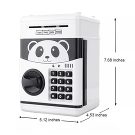 Itian Cartoon Piggy Bank Coin Piggy Bank ATM Deposit Machine Automatic Panda Piggy Bank Code Locks to for Children