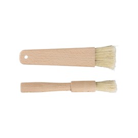 2 Pcs Pastry Brushes - Natural Bristle Basting Brush BBQ Marinade Brushes Kitchen Oil Brush with Beech Wooden Handle (Flat Handle & Round Handle)