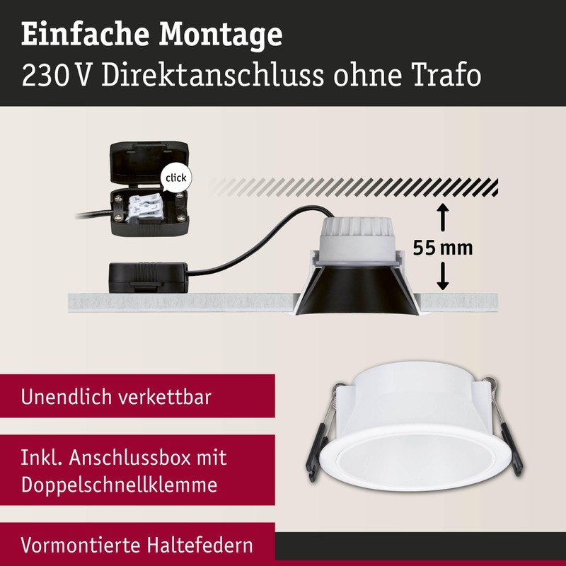 Paulmann 94870 LED Recessed Light 3-Step-Dim Cole Basic Set of