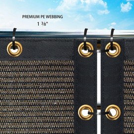 Zip Cable Ties and 6' x 12' Brown Privacy Screen Fence Cover Panel Shade Cloth Fabric for Chain Link Fence Pool Sport Court Yard Garden Outdoor UV Protection