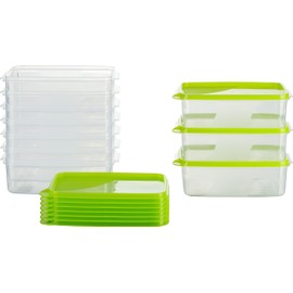 MiraHome Frischhaltedose Gefrierbehälter 1l rechteckig 18x12x6,5cm 10er Set grün Austrian Quality