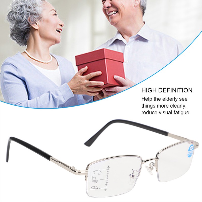 Metal Multifocal Fatigue Relief Reading Glasses Anti Blue Rays Presbyopic