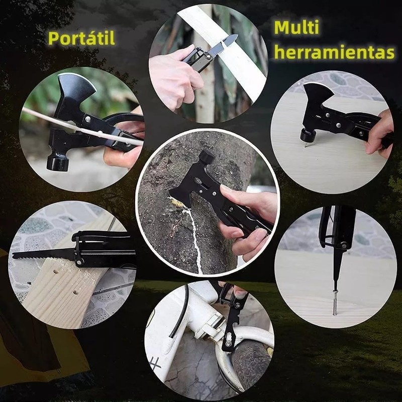 Martillo Multiherramienta, 14 En 1 Herramientas Multiuso De Acero Inoxidable