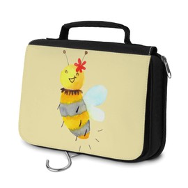 Mr. & Mrs. Panda Toiletry Bag Bee Flower, yellow, Hand Drawn