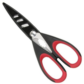 Taylors Eye Witness Heavy Duty Kitchen Scissor Shears - Large, Strong, Soft Grip, Dishwasher Safe, Multi-purpose, Utility Food Cooking Snips, Bottle Opener & Safety Sheath. (Red)