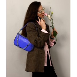 GAYI URBAN Snakeskin Shoulder Bag for Women, Small 90s Retro Clutch Purse, Mini Trendy Y2K Handbag (Royal Blue)