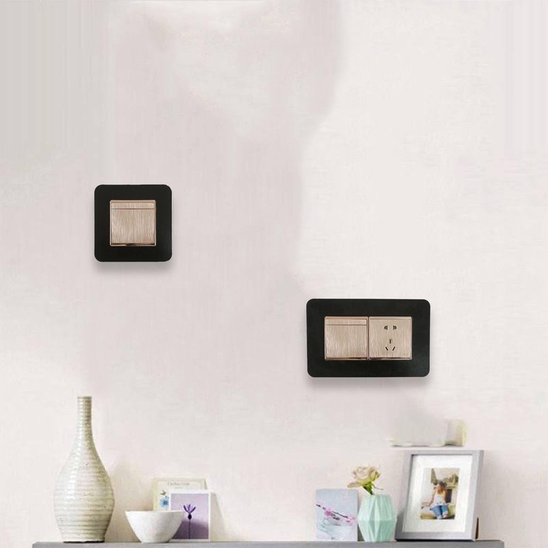 DWUENT 1pc Double Socket Surround 7.5x15.5cm - Matte Black Socket