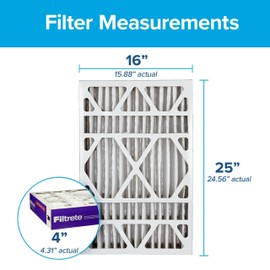 Filtrete 16x25x4 Air Filter, MPR 1550, MERV 12, Healthy Living Ultra Allergen Healthy Living 12-Month Deep-Pleated 4-Inch Air Filters, 2 Filters
