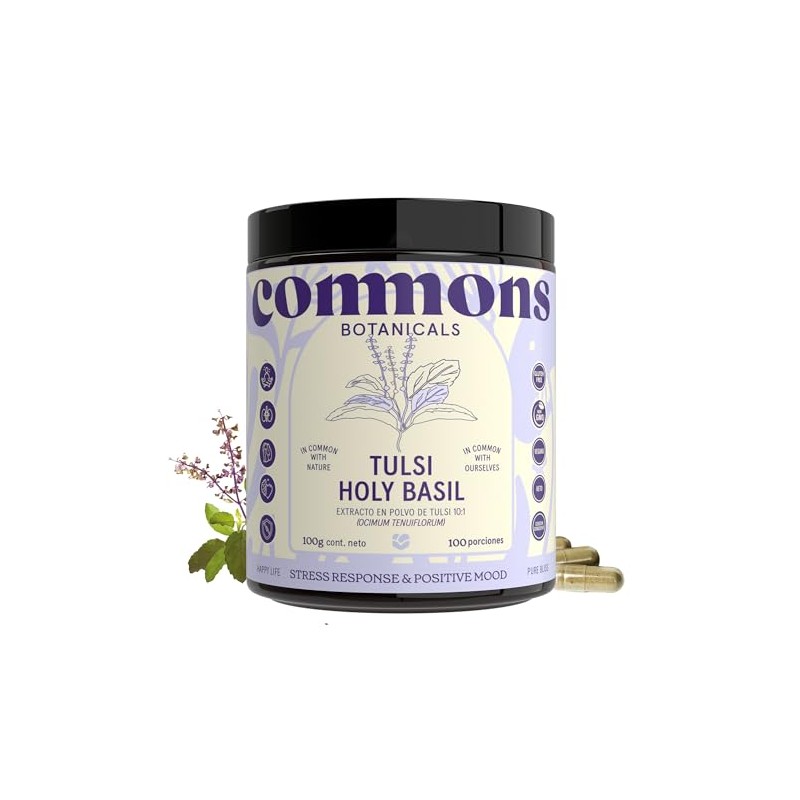 COMMONS Adaptógenos Tulsi 100% Orgánico Suplemento Natural Té de Albahaca
