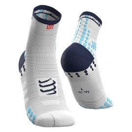 Compressport Men and Women High Cut V3.0 Racing Running Socks Pack of 1 White/Blue 10-13