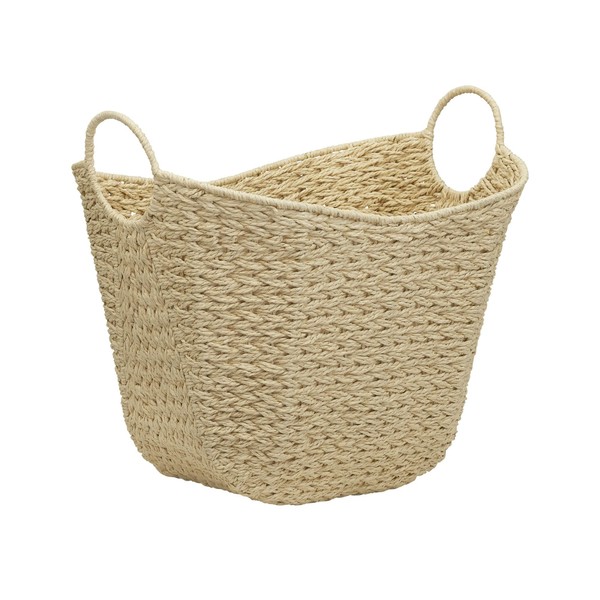 Household Essentials Cream Paper Rope Handles, Natural Woven Storage Basket