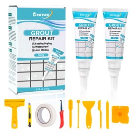 Deuvuo Joint Repair Grey, Pack of 12 Waterproof Grout Grey for Bathroom, Kitchen Floor, Tiles - Grey Joint Filler with Optimal Adhesion, Grout Grey, Grout Pen Grey Renewal of Joint Lines