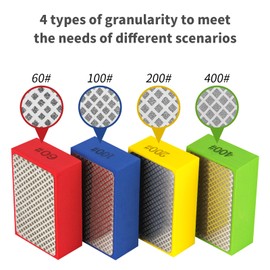 Diamond Sanding Blocks Polishing Pads - Cuttte 4pcs Diamond Sanding Sponge Pads Tile Tools 60#, 100#, 200#, 400# for Wood Ceramic Tile Glass Grinder