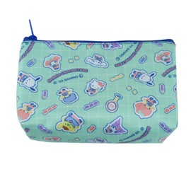 Kawaii Trapezoid Pouch - Small Mini Makeup Bag, Cosmetic Pouch, Toiletry Organizer, Aesthetic, and Travel-Friendly, Green, Pocahco,twinstars, Kuormi, Pompom, Kitty, Cinnamon,meloday (Green)