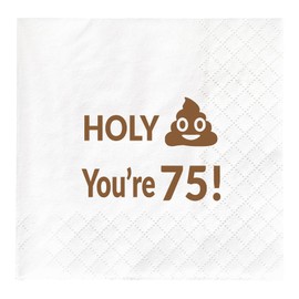 Joyiou Holy You're 75 Birthday Cocktail Napkins, Happy 75th Birthday Gifts Decorations for Men and Women, 75 Years Old Birthday Party Table Favor Supplies (4.5 x 4.5 In, 50-Pack)