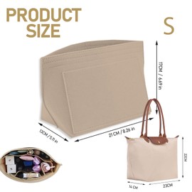 Eroionet Bag Organiser for Longchamp S, Organiser for Longchamp Bag, Ideal for Longchamp Bag Women and Shopper - Handbag Organiser for Longchamp (8.2 x 6.7 x 5.1 inches)