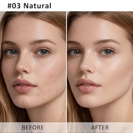 Erinde Barra de Base que Cambia con la Temperatura, Textura Ligera, #03 | Maquillaje de Base Termocrómico con Cobertura Ajustable, Para Todos Los Tipo