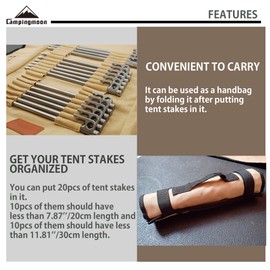 CAMPINGMOON Cotton Canvas Tent Stake Case Storage Bag in Length Beige Color B126,B135 (US - Max 11.81’’/30cm in Length, B126)