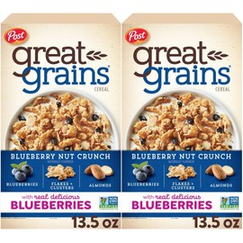 Post Great Grains Blueberry Morning Cereal, 13.5 Oz. Box (2 Pack)
