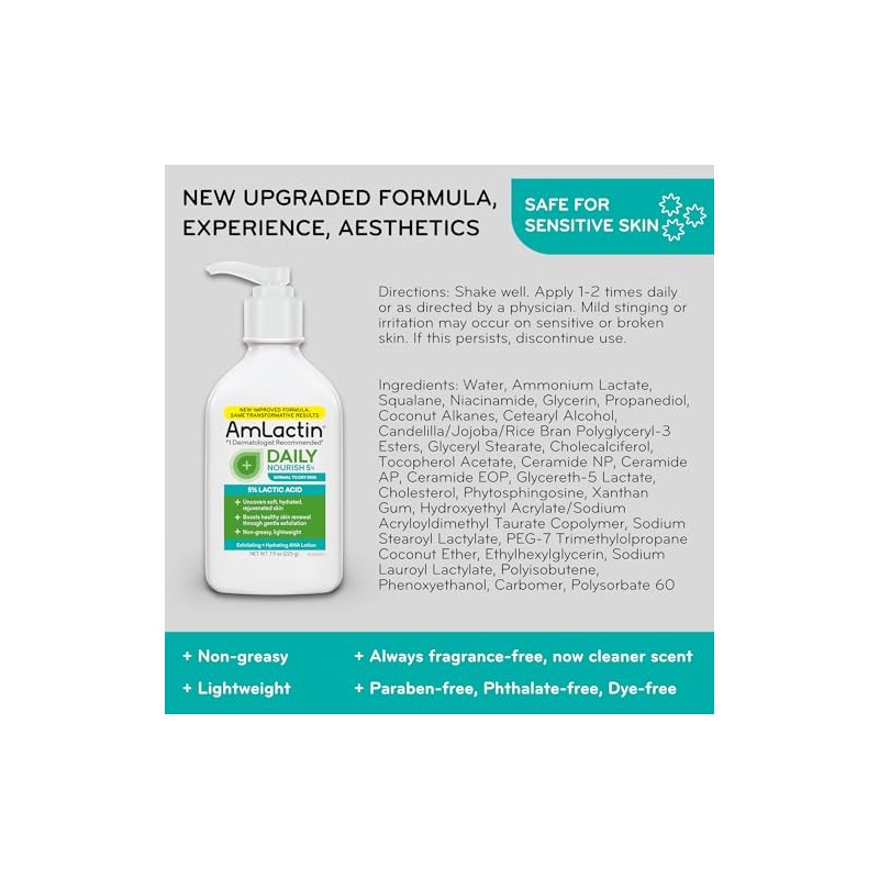 AmLactin Daily Nourish 5% Face & Body Lotion for Dry