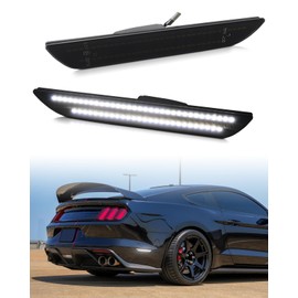 Rear White Side Marker Lights for Ford Mustang 2015 2016 2017 2018 2019 2020 2021 2022 2023, Upgraded LED Fender Marker Parking Lamps, Smoked Lens pack of 2