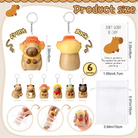 Hollowfly 30 Sets Squishy Emotional Support Stress Relief Keychain with Positive Cards Bags End of School Years Gifts for Students (Capybara)