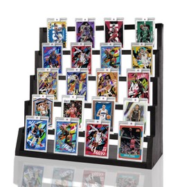YOWINKE Card Display Stand, 5-Tier Wooden Trading Card Display Stand for Sports PSA BGS SGC Graded Slabs - Tabletop Display Rack for Card Game Collection,Suitable for Gifts