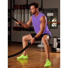 MAGCOMSEN Tank Top for Men Muscle Gym Summer Solid Color Shirt Beach Active Beach Sleeveless Tee Shirt Light Purple, L