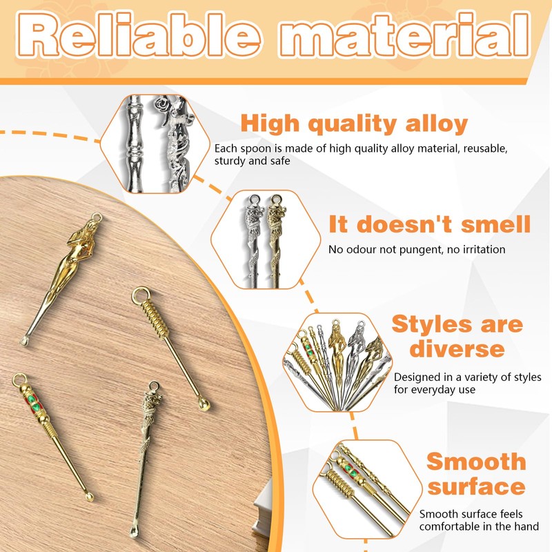 20pcs Small Alloy Snuff Spoons Mini Retro Spoon Powder Mini