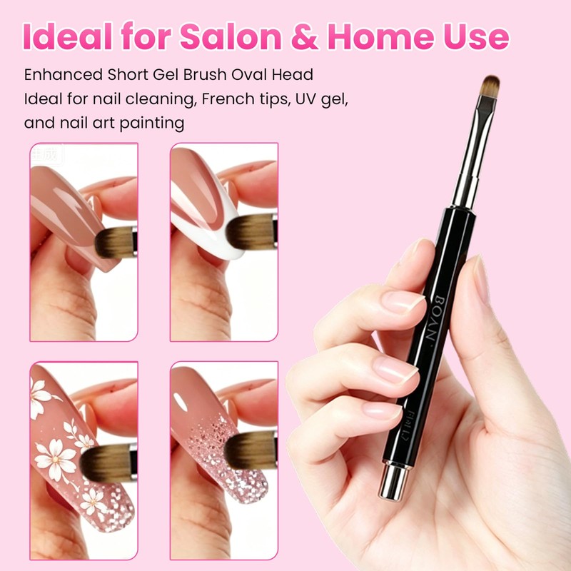 BQAN UV Gel Nail Brush Oval Short 2Pcs for French