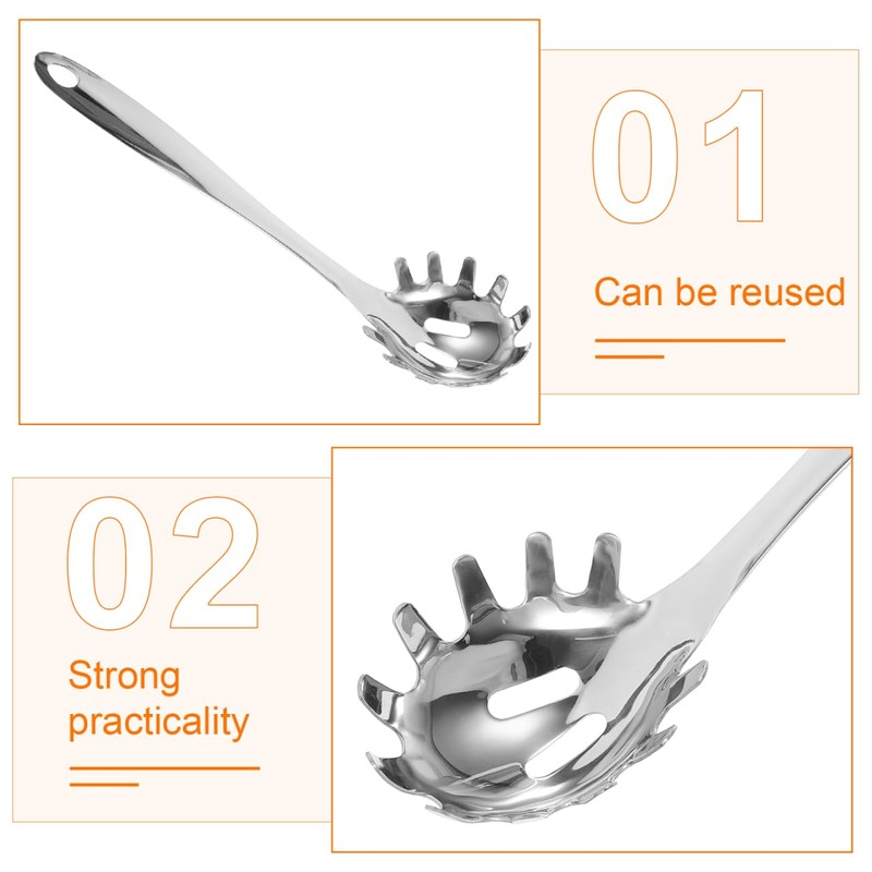 Healvian Stainless Steel Spaghetti Spoon Pasta Ladle Server with Teeth