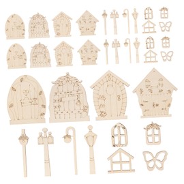 VILLFUL 48pcs Unfinished Wooden Window Slices Versatile DIY Wood Cutouts for Crafting Home Decoration and Party Supplies for Christmas Weddings Birthdays