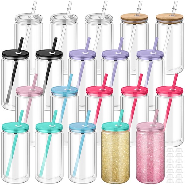 Nuenen 20 Pcs 16 oz Plastic Snow Globe Tumbler Pre