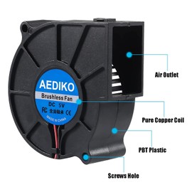 AEDIKO 2pcs 75 mm Blower Fan 75 x 30 mm USB Blower Cooling Fan 5V 7530 Turbo Case Fan Cooler for 3D Printer PC CPU Computer Case Fan Cooler
