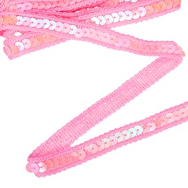 uxcell 11 Yard Sequins Trim Ribbon 0.5 Inch Sequin Gimp Braid Trim Spangle Flat Sequins Paillette Fabric Flat Trims Strips for Crafts Sewing Clothes Home Party Decoration, Light Pink