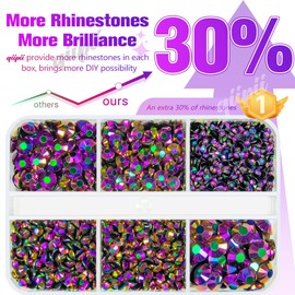qiipii Vibrant Purple AB Resin Flatback Rhinestones 2mm 3mm 4mm 5mm 6mm Jelly Stones Gems Diamonds Charms for Nails Face Eyes Makeup Tumblers Bottles Crafts Bedazzling Clothes Shoes Phones Scrapbook﻿