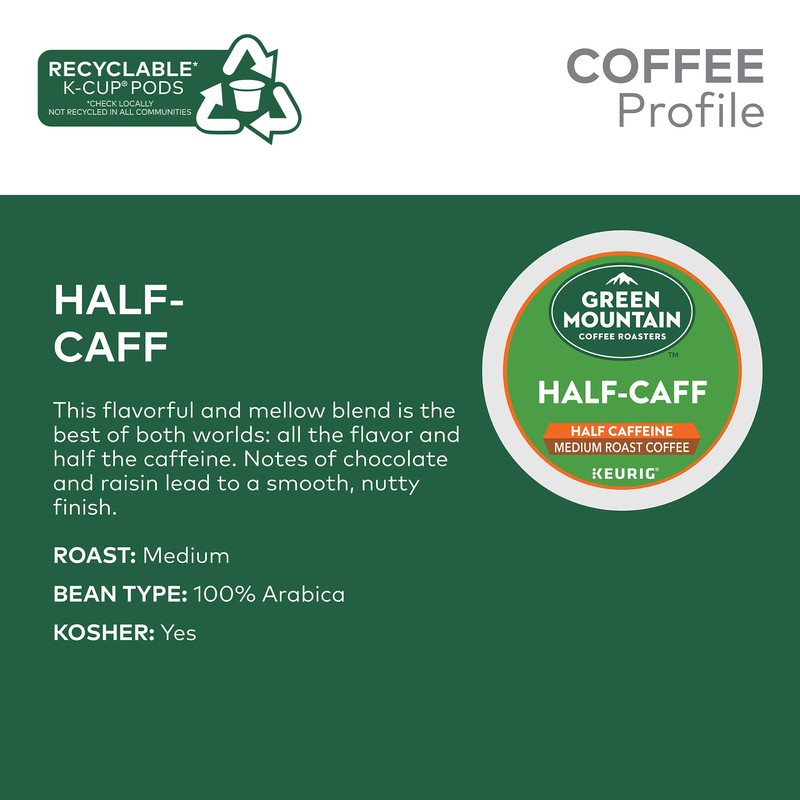 Green Mountain Coffee Roasters Half Caff Keurig Single-Serve K Cup