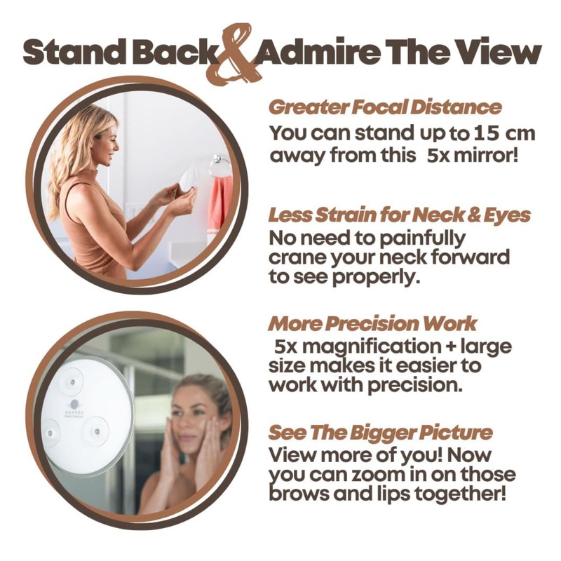 Mavoro 9'' Magnifying Mirror with 3 Strong Suction Cups |