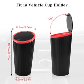 Car Rubbish Bin with Lid, Small Car Rubbish Bin Interior, Waterproof & Odour-Inhibiting, with 5 Rolls of Bin Bags, Practical Mini Bin for Cars, Home, Office, Bedroom