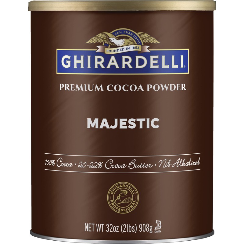 Ghirardelli Majestic Premium Cocoa Powder, 2 Pound Can with Ghirardelli