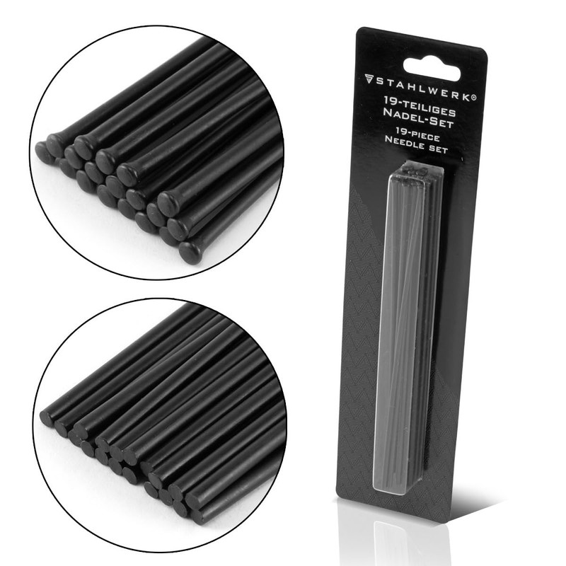 STAHLWERK 19-Piece Steel Needle Set for Needle Scaler Replacement Parts