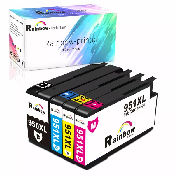 Rainbow-Printer 4 Pack New Gen Chip 950XL 951XL Ink For