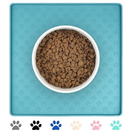 Ptlom Dog Food Mat Anti-Slip Dog Bowl Mats for Food and Water, High-Lips Dog Feeding Mat Waterproof Pet Placemat Prevent Messy Spills to Floor, Silicone Puppy Tray for Small Medium Large Dogs Cats