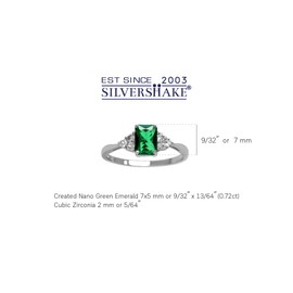 Silvershake Nano Green Emerald Octagon 7x5 mm 925 Sterling Silver Engagement Ring for May Birthstone Size 6.5