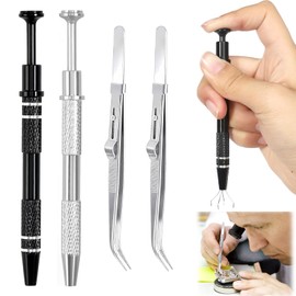 mohito Piercing Pliers Set for Ball Changing, Piercing Ball Pliers, Jewellery Tweezers with 2 Claws, Ball Grip Pliers, Piercing, Piercing Pliers, Stainless Steel, for Small Parts Jewellery Components,